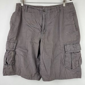 Vtg Nike 10.5" Cargo Shorts Mens 34 Large Gray Loose Fit Skater Y2K Grunge Baggy
